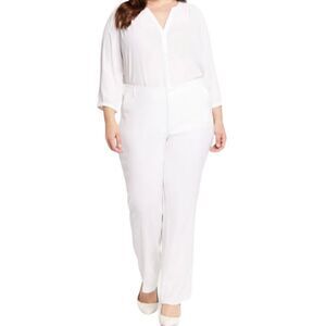 NYDJ Women's White Straight Leg Jumpsuit